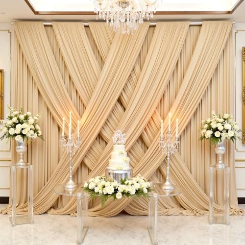 50x12 ft Champagne Backdrop Curtains for Weddings, Birthdays and Photos - Image 2