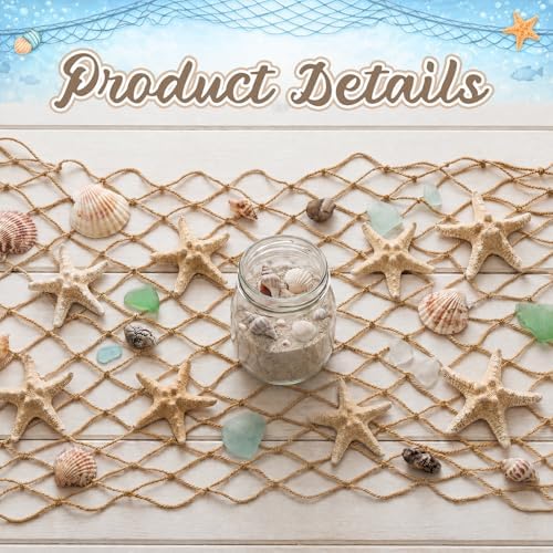 SATINIOR 6 Pcs 12 x 108'' Fishing Net Table Runner Party Decor, Linen - Image 4