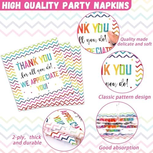 200pcs Thank You Plates Napkins We Appreciate You Party Tableware Set Teacher Appreciation Dinnerware Be Thankful to Teacher Mother Doctor Paper Plates for Congrat Graduate Decor Supplies Serve 50 - Image 4