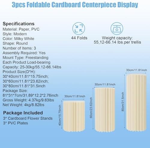 Cylinder Stands for Party 3Pcs Foldable Cardboard Centerpiece Display - Image 3