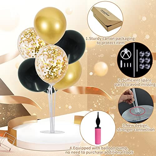 TONIFUL 6 Set Black Gold Balloon Stand Balloon Centerpieces for Table Decor - Image 4