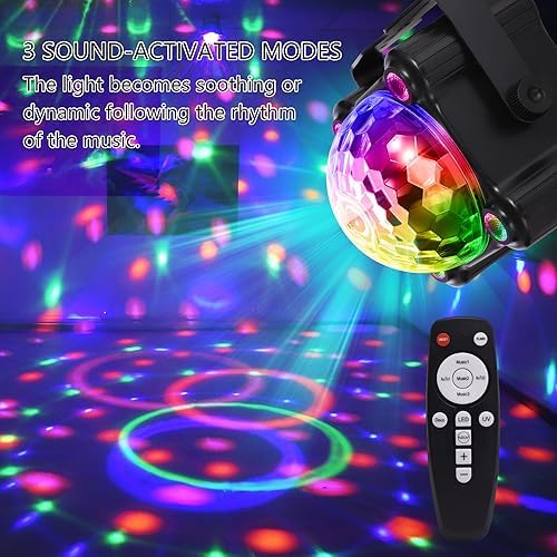 YINPKTEO Party Lights Disco Ball Light,Dj Disco Light Sound Activated LED Light 6 Colors for Home Room Dance Parties Birthday Karaoke Halloween Christmas Wedding Show Club Decorations - Image 2