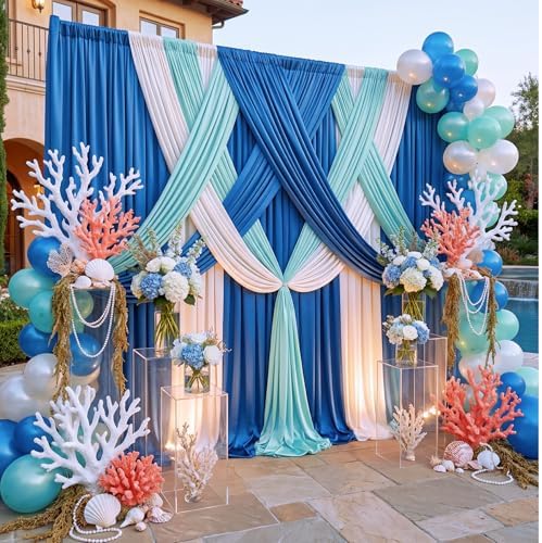 50x12 ft Royal Blue Backdrop Curtains for Weddings, Birthdays and Photos - Image 2