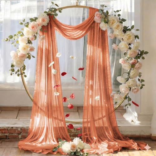 Pack of 1 Wedding Arch Drape Panel Fabric 30" x 100ft - Coral Peach - Image 6