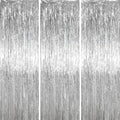 Voircoloria Silver Foil Fringe Backdrop Curtains, 3.3x6.6ft, 3pcs by Voircoloria