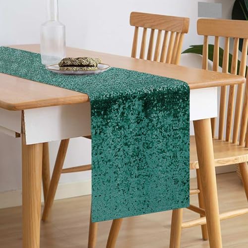10 Packs 12 x 72 inches Emerald Green Sequin Table Runner - Image 2