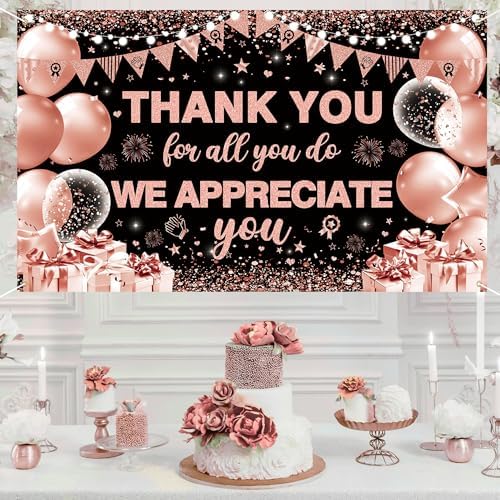 Vlipoeasn We Appreciate You Banner Decorations(Black Rose Gold) - Image 3
