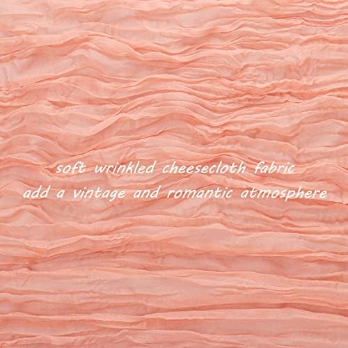 35x120 Inch Peach Coral Cheesecloth Table Runner Boho Wedding Party Decor - Image 3