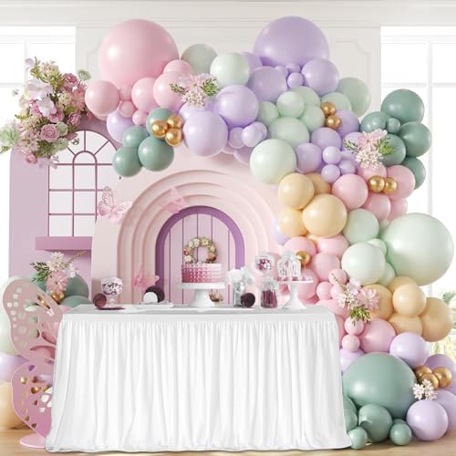 157pcs Pastel Pink and Purple Balloon Arch Garland Kit with Gold Balloons - Image 7