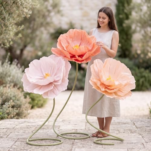3 Pcs 5ft Mix Color Large Poppy Flowers Giant Artificial Poppy - Image 5