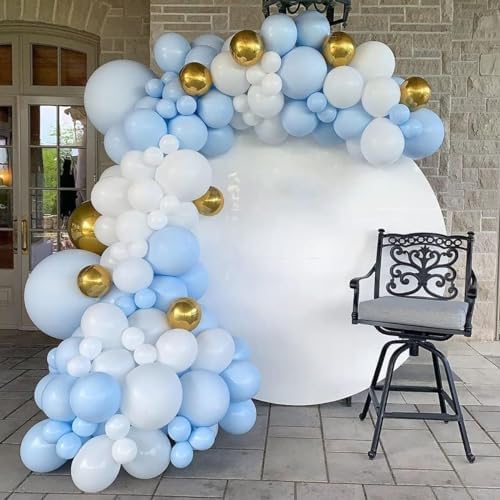 Blue and White Balloon Arch Kit, ADOINBY 140Pcs Pastel Light Blue and White Balloon Garland kit, 18 12 10 5 Inch Different Size Balloons for Baby Shower Birthday Gender Reveal Anniversary Decorations - Image 4