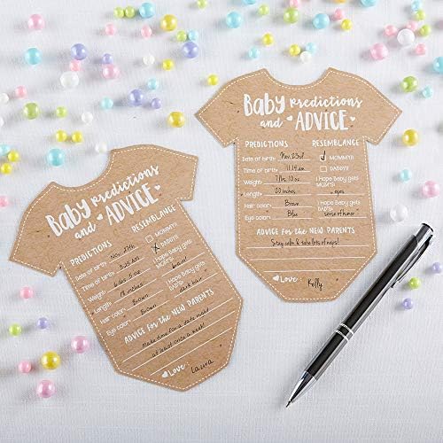 Kate Aspen Baby Predictions for Baby Shower Advice Cards - 50-Count Onesie Shaped Baby Shower Games for Girl or Boy - Gender Neutral Decor, Table Decorations, Activity and Keepsake For New Parents - Image 3