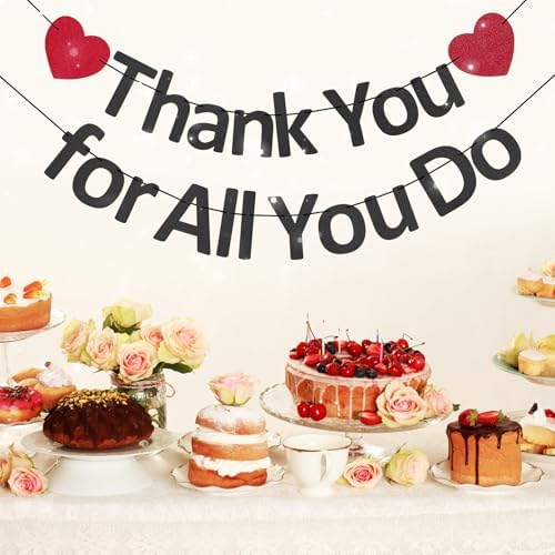 Thank You Banner Staff Appreciation Banner for Employee Appreciation Decorations Teacher Thanks Volunteer Events Office School Organization Thank You Parties (Black) - Image 4