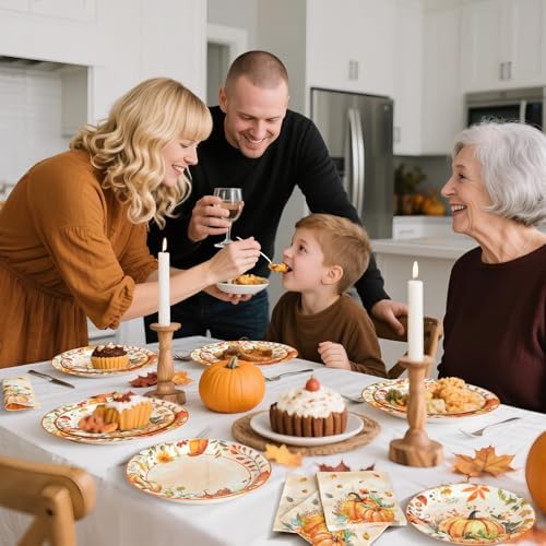 180 Pcs Fall Paper Plates and Napkins Party Supplies Serves 60 - Image 6