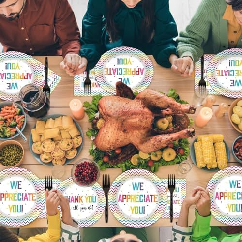 200pcs Thank You Plates Napkins We Appreciate You Party Tableware Set Teacher Appreciation Dinnerware Be Thankful to Teacher Mother Doctor Paper Plates for Congrat Graduate Decor Supplies Serve 50 - Image 6