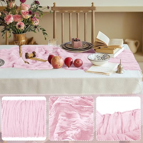 1 Pack Cheesecloth Table Runner 10Ft Christmas Gauze Boho Table Runners for Wedding Decor Bridal Shower Decorations Baby Shower Party(35" x 120") - Image 3