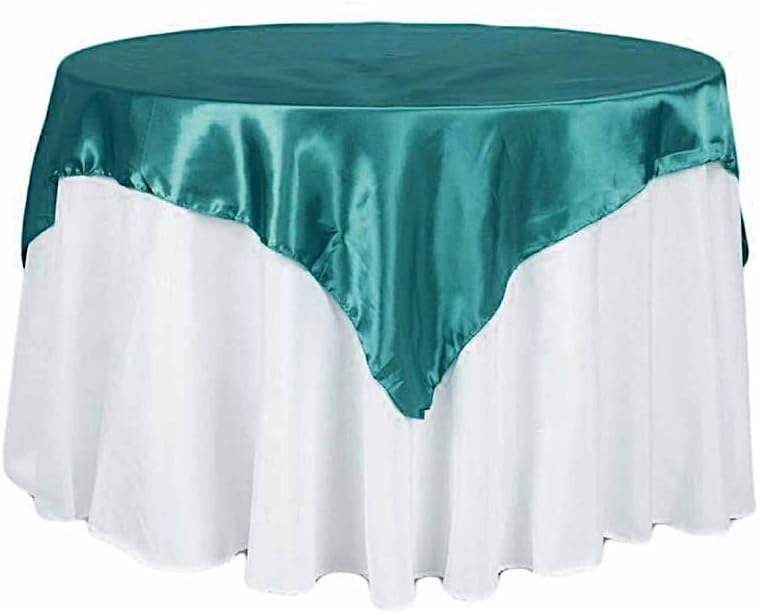 Balsa Circle 10 pcs 72x72 inch Turquoise Square Tablecloth Satin Fabric Overlays Linens | Table Cloths Cover for Wedding Party Banquet Reception Events Decoration Kitchen Dining Events Kitchen Dining by BalsaCircle