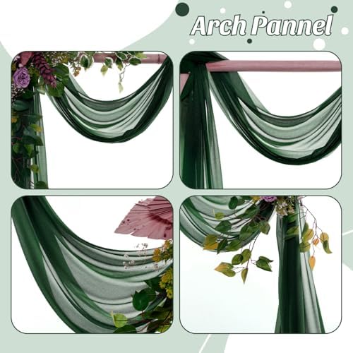 Pack of 1 Wedding Arch Drape Panel Fabric 30" x 100ft - Hunter Green - Image 5