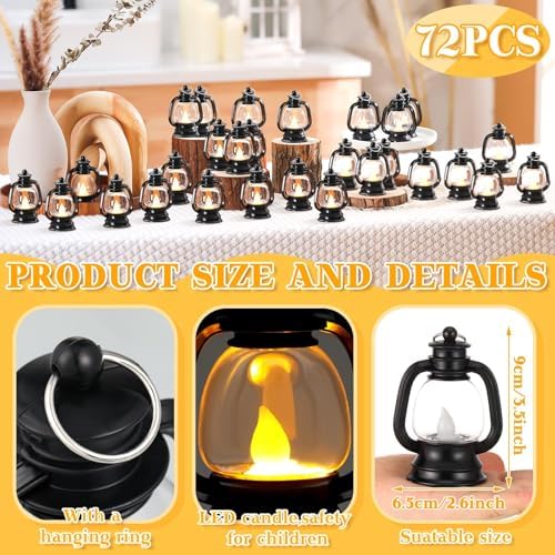 Ferraycle 72 Pcs Mini Lanterns Bulk 4 Inch Black Lamp Table Centerpieces - Image 2