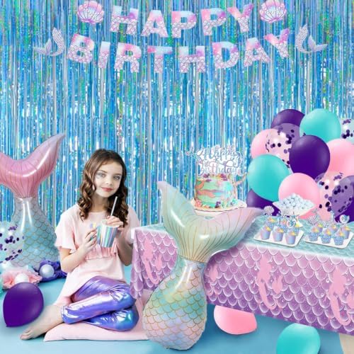 Light Blue Metallic Streamer Backdrop with Glitter Tinsel,3.28 x 6.56ft Foil Fringe Curtains for Gender Reveal & Ocean Theme Wall Hanging Party Supplies, Birthday/Wedding/Photoshoot - Image 5