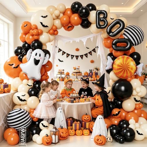 Halloween Balloon Arch Garland Kit, 154Pcs Burnt Orange Black Balloons - Image 5