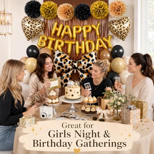Cheetah Print Birthday Decorations for Women, Bow Birthday Leopard Balloons - Image 5