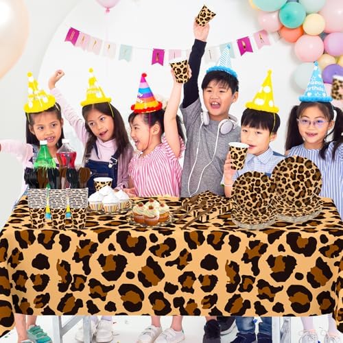 WNINK 176 Pcs Cheetah Print Plates And Napkins Party Supplies, leopard Print Birthday Decorations Tableware, Plate, Cup, Napkin, Safari Animal Leopard Theme Birthday Baby Shower Party Supplies - Image 5