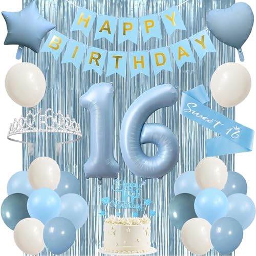 Trgowaul Light Blue Sweet 16th Birthday Decorations for Girls by Trgowaul
