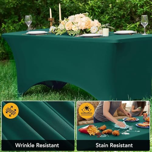 6-Pack Hunter Green Spandex Tablecloths for 6ft Rectangle Tables - Image 4