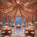 12 Panels Terracotta Ceiling Curtains with Lights for Weddings - 5ftx20ft Wrinkle-Free Tulle Fabric Wedding Arch Draping Ceiling Drapes Decorations for Wedding Party Ceremony Stage Tent Event by Unknown