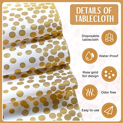 Breling 24 Pack White and Gold Disposable Tablecloths and Table Runner Set - Image 3