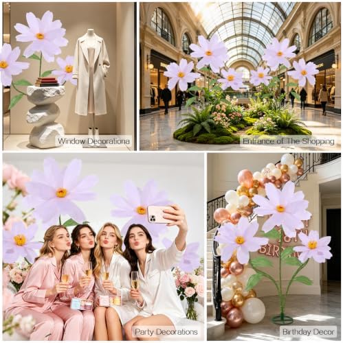 5.9 Ft Giant Daisy Flowers Artificial Purple - Image 2