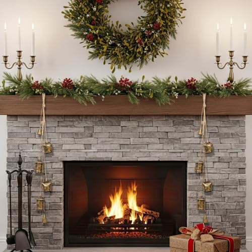 Shimeyao Set of 6 Vintage Rustic Bells Decor Antique Gold Iron Jingle Bells Cluster Christmas Wall Hanging Mix Decoration for Farmhouse Front Door Xmas Tree Weddings Parties 23 Inch - Image 5