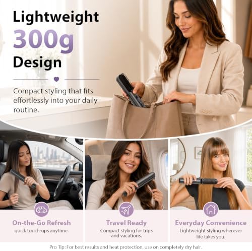 Go Brush Pro 2026, Upgraded 2 in 1 Cordless Hair Straightener Brush, Gray - Image 7