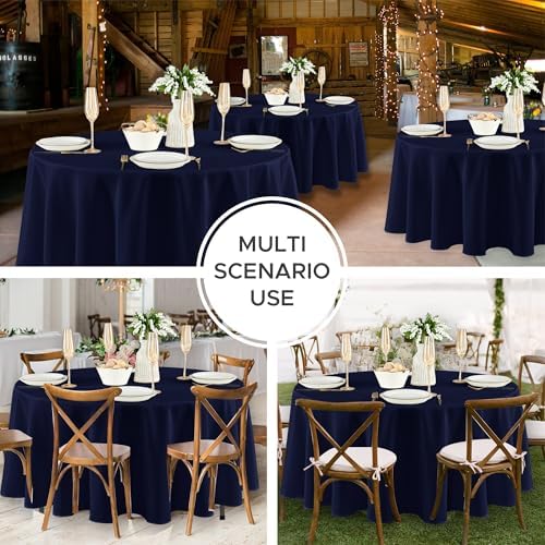 Fitable 8 Pack Navy Tablecloths 84 Inch Round for 36"-60" Tables - Image 5