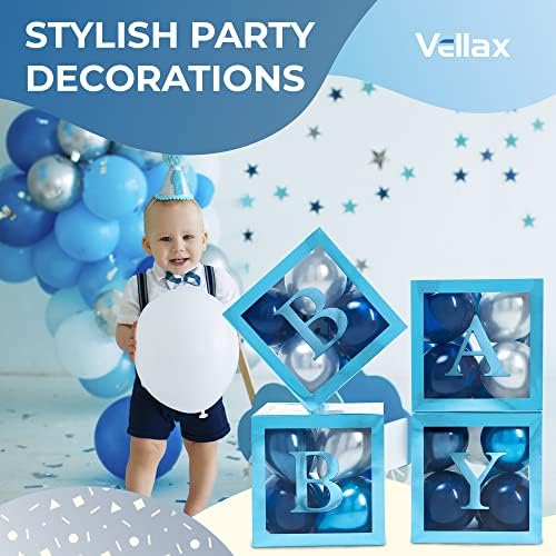 44-Pc Baby Shower Boxes & Balloons, Gender Reveal - Royal Navy Blue - Image 6