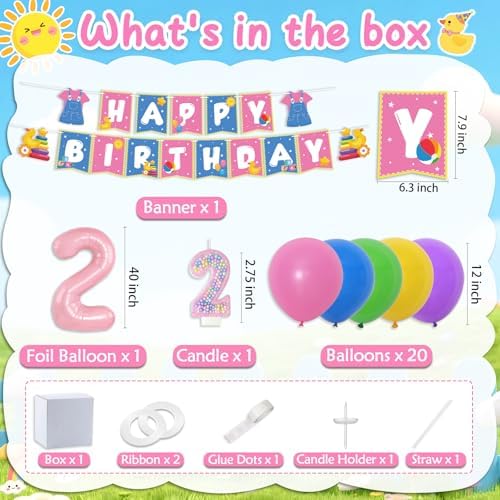 2nd Birthday Decorations for Girl Boys Two Year Old, Party Supplies for 24 - Image 3