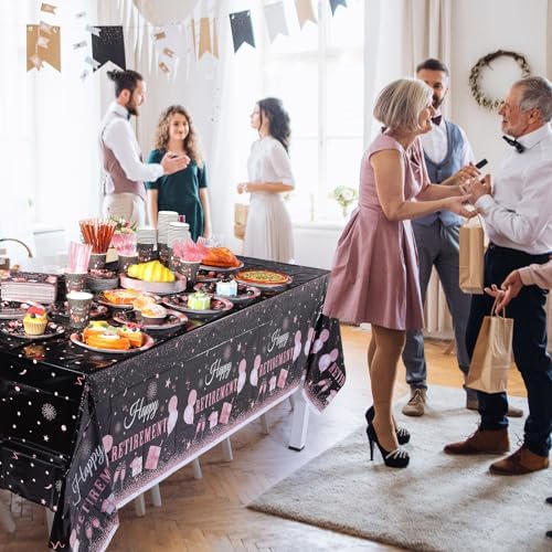 Funnymoom 452 Pcs Retirement Party Decorations Supplies Set Include Rose Gold Retirement Paper Plates Napkins Cups Tablecloth Cutlery Straws for Men Women Say Goodbye Party - Image 5