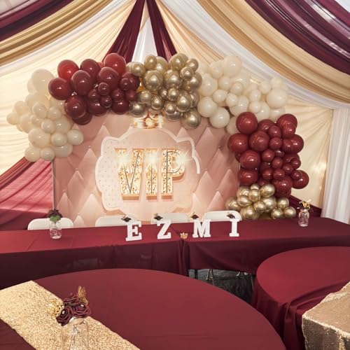 Burgundy and Gold Balloons, 60Pcs Burgundy Maroon Wine Dark Red White Metallic Gold Nude Balloons with Confetti Balloons for Girls Birthday Graduation Bridal Shower Wedding Party Decorations Supplies - Image 4