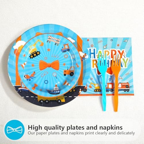 96 Pcs Blue Orange Cartoon Party Decorations for Boys Girls Serves 24 - Image 2