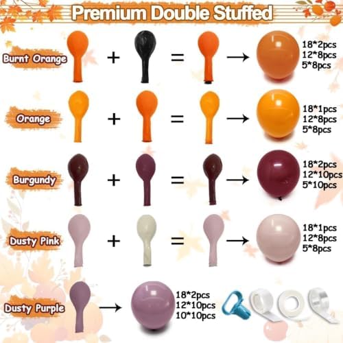 Fall Balloon Arch Garland Kit Double Stuffed Burnt Orange Burgundy Balloons - Image 3