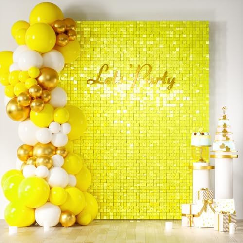 COKAOBE LiteGrid Series Shimmer Wall Backdrop - 24Pcs Yellow by COKAOBE