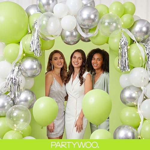 PartyWoo Lime Green Balloons 140pcs Light Green Balloons Different Sizes - Image 5