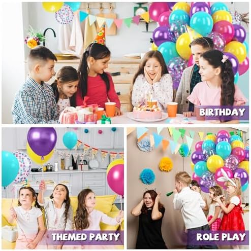 Rainbow Balloons, 50 Pcs Pink Purple Blue for Girls Birthday Decorations - Image 4