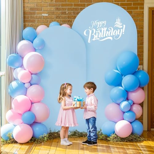 6 ft Arch Backdrop Cover Blue - Double-Sided Spandex Arch Covers Stretchy Backdrop for Balloon Arches Birthday Party Baby Shower Banquet Wedding Photo Background - Image 7