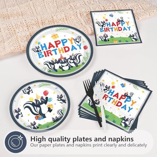 96Pcs Skunk Birthday Party Decorations for Boys Gender Reveal Serves 24 - Image 3