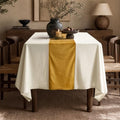 White and Gold Velvet Tablecloths Rectangular: Luxury Christmas Table Cloth by OMMATO
