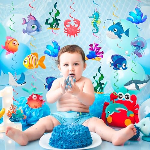 32 Pcs Under the Sea Party Hanging Swirl Decorations Ocean Party Supplies - Image 6