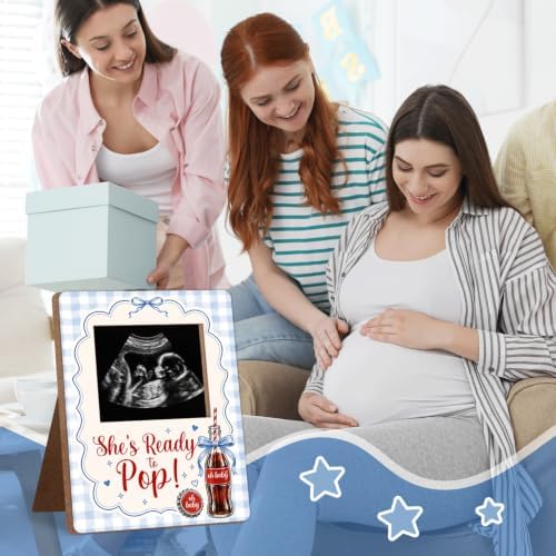 Blue Bow Retro Soda Fountain Baby Shower Decor Frame, She's Ready to Pop - Image 6
