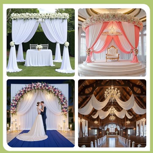 40x12 ft White Backdrop Curtains for Weddings Parties, Birthdays and Photos - Image 4